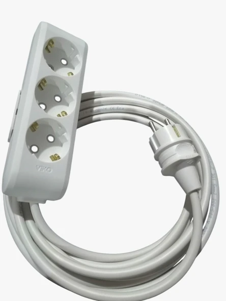 3 lü Grub Priz Çoçuk Korumalı Ara Kablosu Uzatıcı Viko 1.2.3.4.5....20 mt - 2