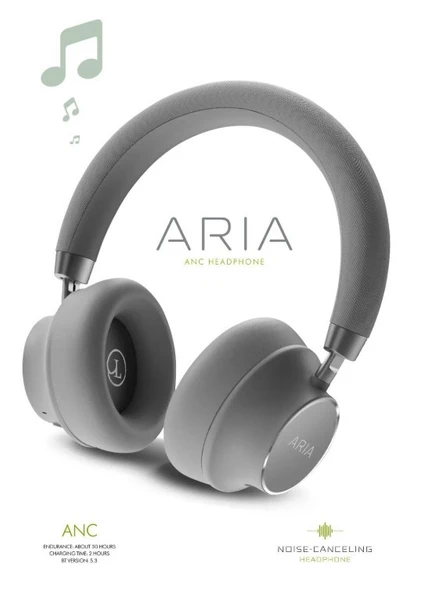 Aria ANC GÜMÜŞ Kulak Üstü Bluetooth Kulaklık - 2