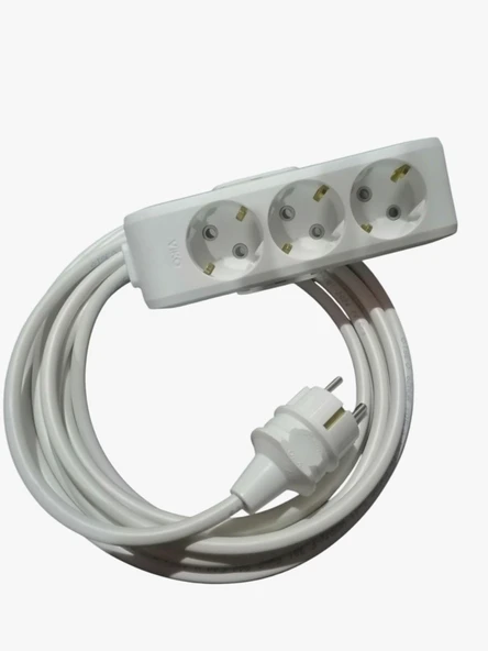 3 lü Grub Priz Çoçuk Korumalı Ara Kablosu Uzatıcı Viko 1.2.3.4.5....20 mt