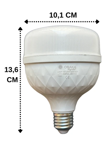 (6 Adet) Osaka 30W (200W) 6500K (Beyaz Işık) E27 Duylu (Kalın Duy) Torch Led Ampul (Yeni Model) - Resim 3