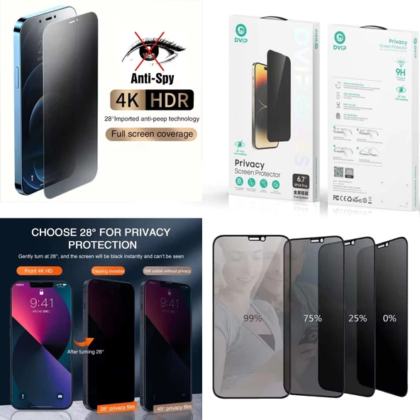 iphone 12 Pro Max - Hayalet Antistatik ESD Cam Tam Kaplayan Dvip ürün görseli