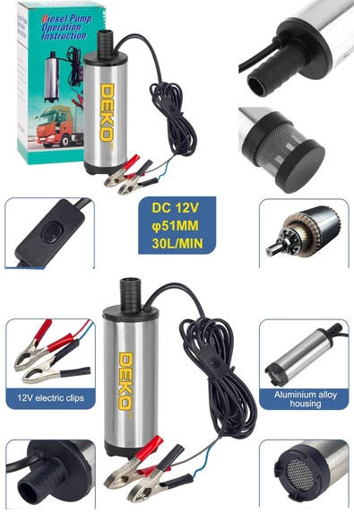 Paslanmaz Gövde ve Bakır Motorlu 12V Mini Mazot Yağ Aktarma Pompası Yüksek Verimli Dayanıklı Çözüm - 2