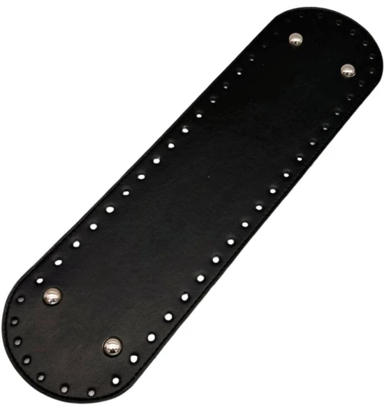 Çanta Aksesuar Suni Deri 37x10 cm Oval Çanta Taban Siyah Renk Gümüş Aparatlı