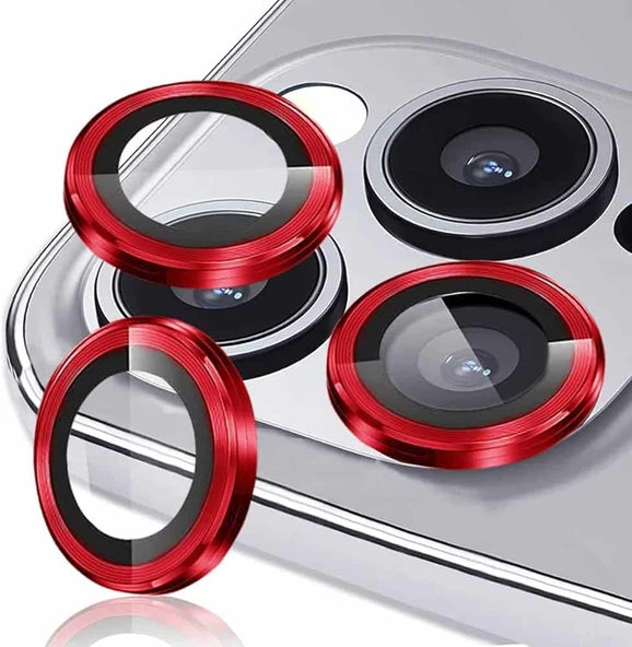 (16-15-14) Pro / (16-15-14) Pro Max - Kamera Lens Koruyucu (Kırmzı) ürün görseli