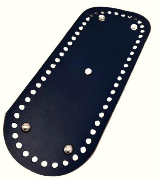 Çanta Aksesuar Gerçek Deri Lacivert 30X12 cm Oval Gümüş Metalli Çanta Tabanı