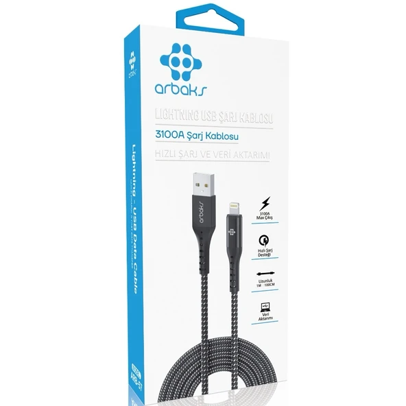3.1A iphone Şarj Kablosu Arbaks ARB-57 ürün görseli
