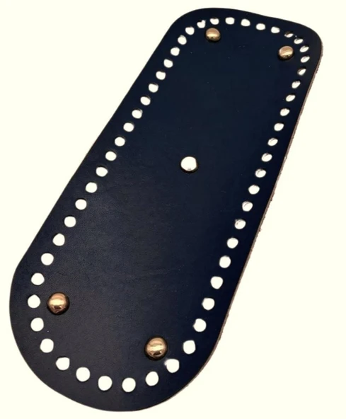 Çanta Aksesuar Gerçek Deri Lacivert 30X12 cm Oval Light Gold Metalli Çanta Tabanı ürün görseli 1