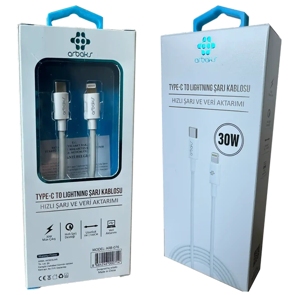 30W PD Lightning iphone Şarj Kablosu Arbaks ARB-076