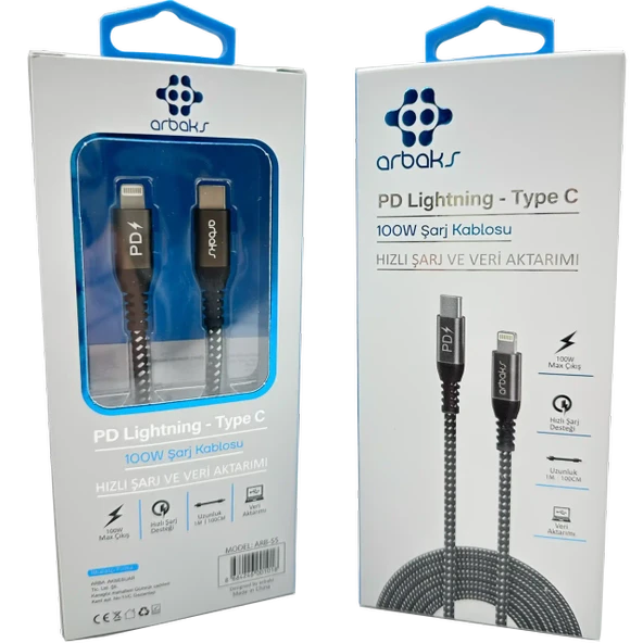 100W PD Lightning iphone Şarj Kablosu Arbaks ARB-55