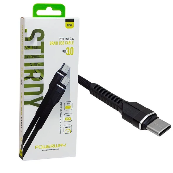 3A (TYPE USB C-C) Usb Kablosu PowerWay QC49