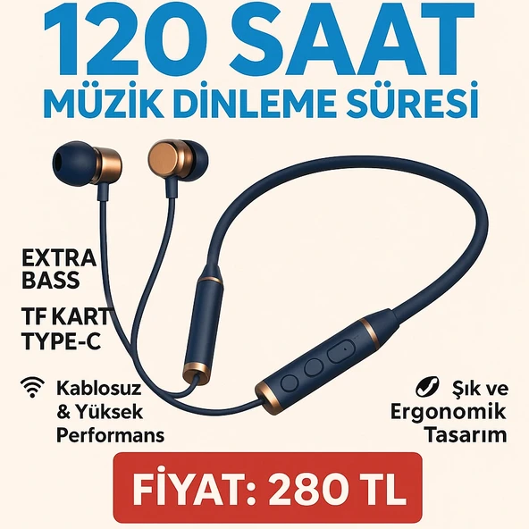 ARBAKS BLUETOOTH KULAKLIK 120 Saat Müzik Dinleme Süresi