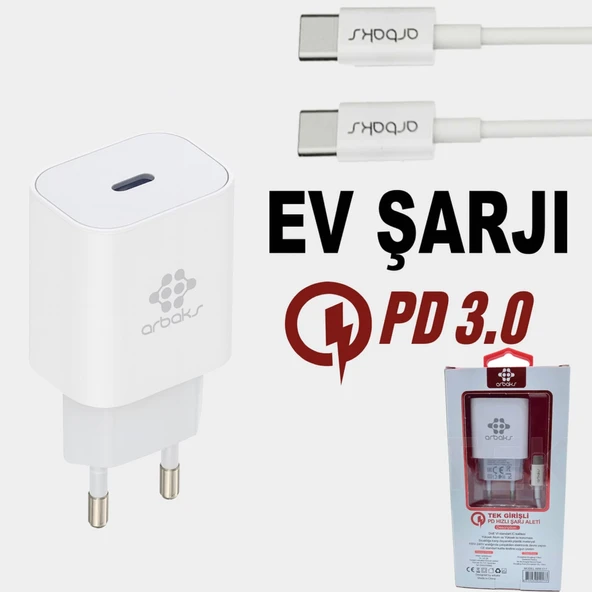 PD QC3 / 18W TYPE-C To TYPE-C Şarj Aleti Arbaks ARB-017 ürün görseli