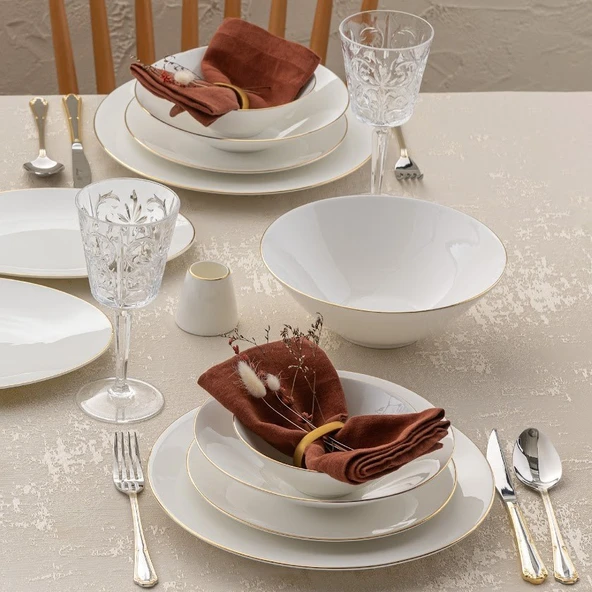 Emsan Elmira Gold Fine Bone 59 Parça 12 Kişilik Yemek Takımı - 3