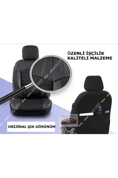 SPESIYAL Siyah Beyaz Deri ORTAPEDİK Araç Koltuk Kılıfı - Resim 4