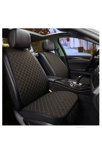 Araba Terletmez Ergonomik Koltuk Minderi (7 PARÇA) - 5 Koltuk Tam Set Siyah Turuncu - Resim 2