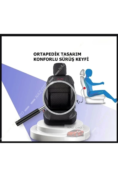 SPESIYAL Krem Deri ORTAPEDİK Araç Koltuk Kılıfı - Resim 3