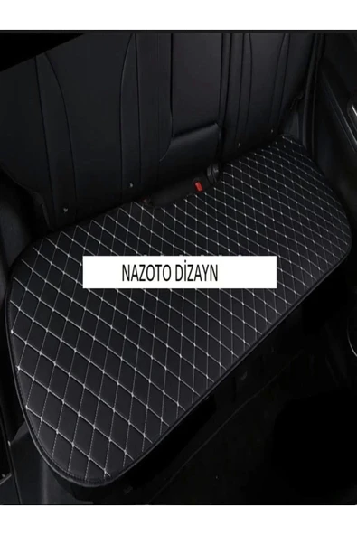 Araba Arka Koltuk Deri Minder Siyah Deri-beyaz Nakış ürün görseli 1