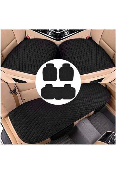 Araba Koltuk Minderi Ön-arka Takım 3 Parca Terletmez Toyota Kumaş Minder Siyah Kumaş- Siyah Dikiş ürün görseli 1