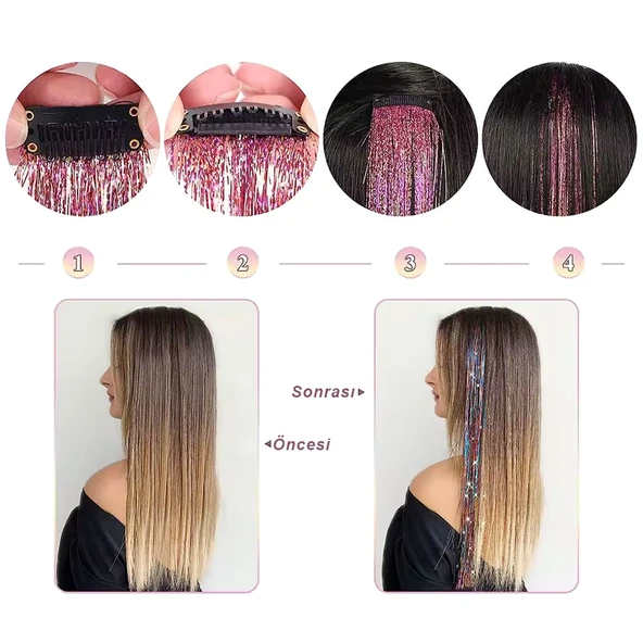 Klipsli Hair Tinsel Saç Simi - HTK07 - Resim 3