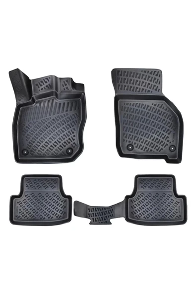 Volkswagen Polo 6C 2017  Uyumlu Sonrası 3D Siyah Kokusuz Havuzlu Paspas Takımı ürün görseli 1