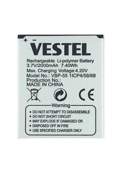 Mr.Seller Vestel Venüs 5.5x Batarya 2,000 Mah - 1