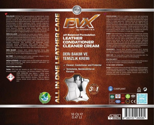 Divortex Deri Temizlik Bakım Onarım Kremi 473 ml - 2