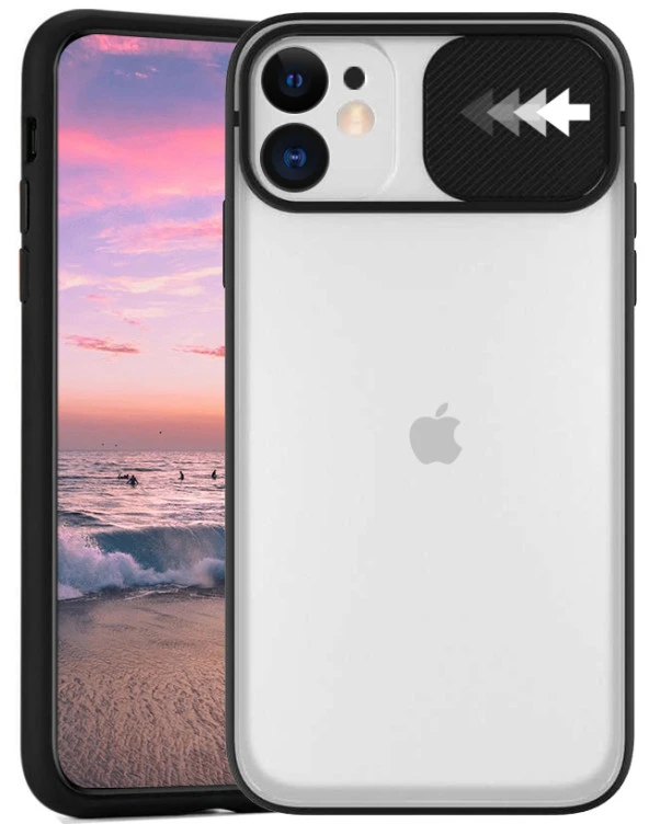 Apple iPhone 11 Kılıf Kamera Korumalı Kızaklı Şeffaf Sert Kapak