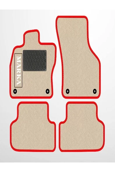 BMW E 93 2007 - 2013  Bej Halı Kırmızı Kenar  Petek Topuk - Resim 3