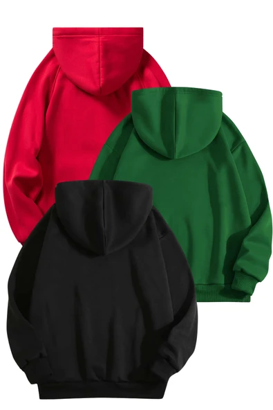 3'lu Paket Baskılı Oversize Unisex Sweatshirt - 4