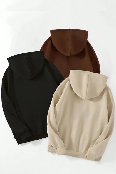 3'lu Paket Baskılı Oversize Unisex Sweatshirt - 8