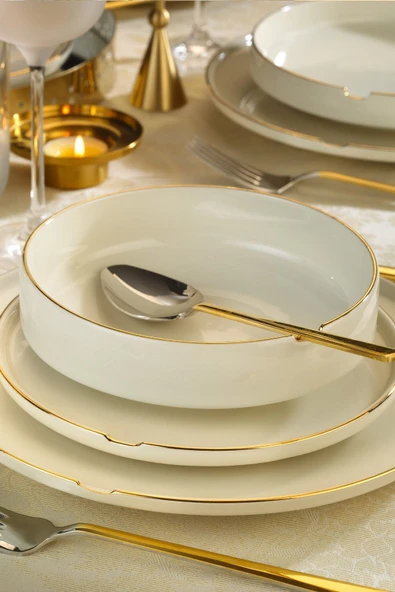 Kütahya Porselen 24 Parça Chef Taste Of Altın Fileli Yemek Takımı - 2