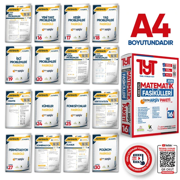 2025 YKS-TYT MATEMATİK Kara Kutu 2.Cilt Fasikül SETİ (16lı) ÖSYM Çıkmış Soru Bankası Çözümlü PAKET