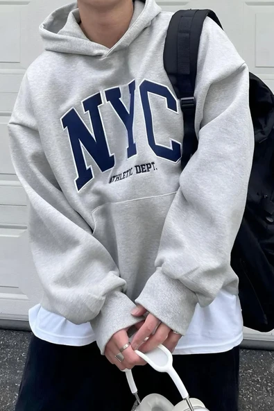 Nyc Baskılı  Pamuklu Oversize Sweatshirt