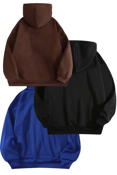 3'lu Paket Baskılı Oversize Unisex Sweatshirt - 6