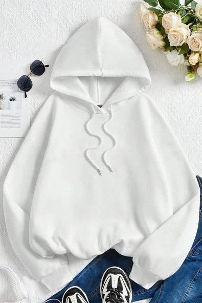 More Love Baskılı  Pamuklu Oversize Sweatshirt - Resim 3