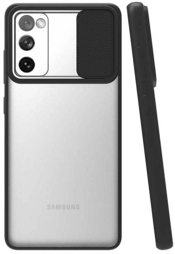 Samsung Galaxy S20 FE Kılıf Kamera Korumalı Kızaklı Şeffaf Sert Kapak
