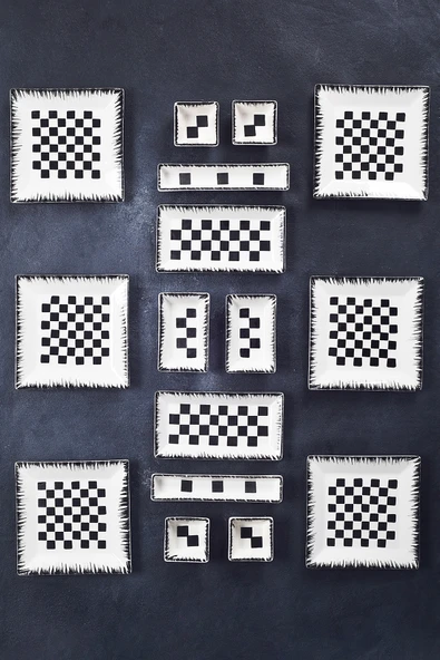 Piatti Naturali 16 Parça 6 Kişilik Dama Kahvaltı Takımı Handmade Kahvaltılık Sunum Seti Servis Tabakları