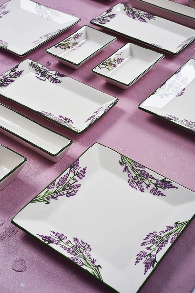 Piatti Naturali 16 Parça 6 Kişilik Lavanta Kahvaltı Takımı Handmade Kahvaltılık Sunum Seti Servis Tabakları - 2