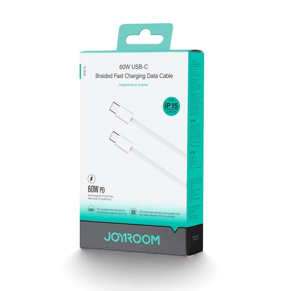 Joyroom S-A45 İphone Uyumlu Hasır Yeni Tip Type-c'den Type-c Şarj Kablosu 60W - 2