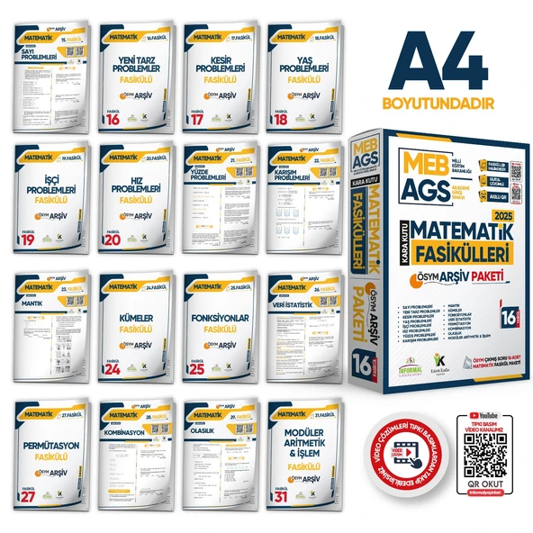 2025 MEB-AGS MATEMATİK Kara Kutu 2.Cilt Fasikül SETİ (16lı) ÖSYM Çıkmış Soru Bankası Çözümlü