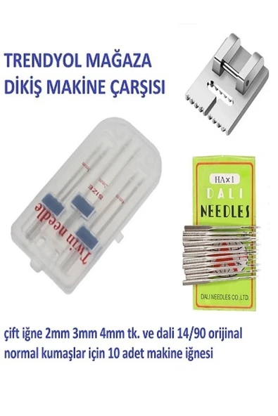Singer Lüx  Sınger Zetina Çift Iğne Ve Nervür Ayak Set ( Paket Içinde 2mm,3mm Ve 4 Mm'dir.) Dali Iğne 10 Adet