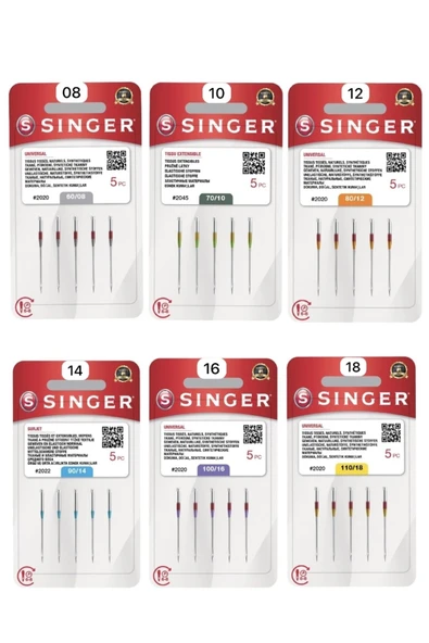 SİNGER  Singer Dikiş Makine İğnesi 6lı Set (Tüm Numaralar)