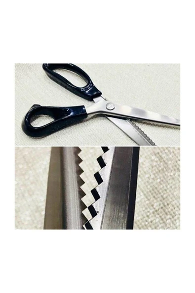Prestij Boncuk  Zig Zag Kesim Terzi Sürfile Makası 23.5 Cm Kesme Makas El Sanatla