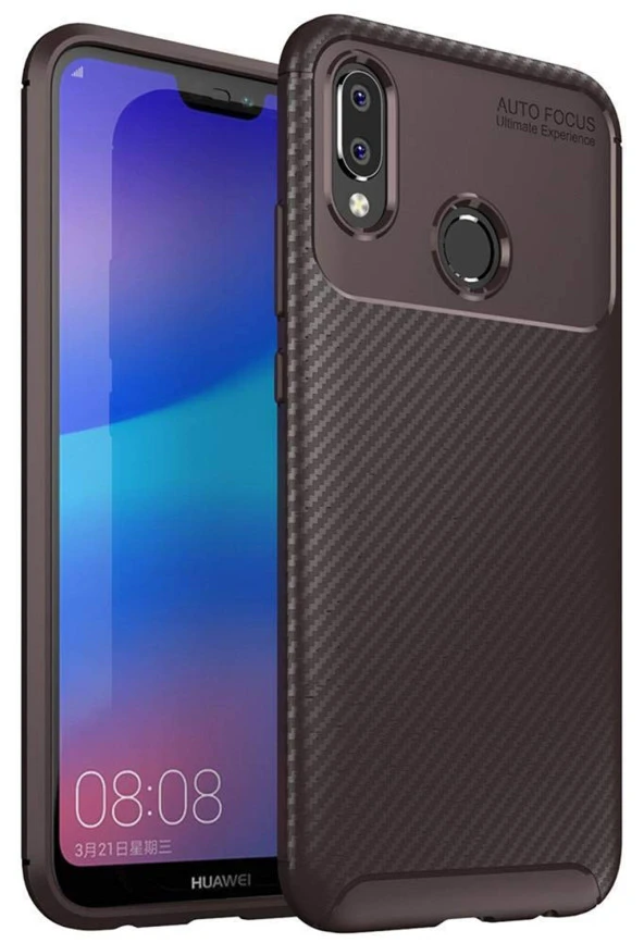 Huawei Mate 20 Lite Kılıf Sert Korumalı Zırh Karbon Fiber Kapak