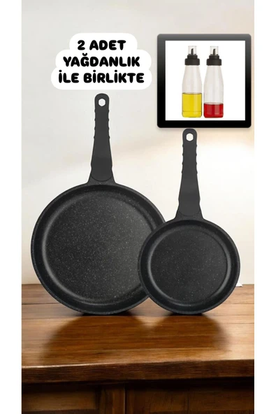 Famos XL Tava Set 2 Adet Yağdanlık  Ramazan Seti-( 28 ve 20 Döküm Tava )+2 li 720 Ml Yağlık