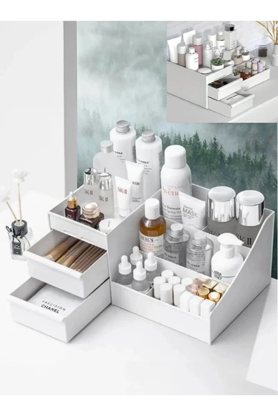 Rose Elegance Çekmeceli Çok Amaçlı Organizer Kozmetik Parfüm Rose Ruj Serum Takı Düzenleyici - 4