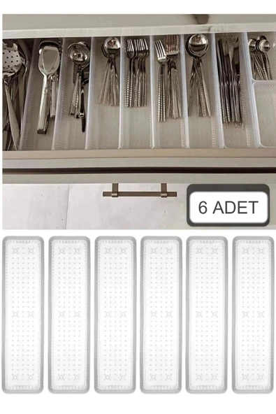 Bade 6 Adet (L) Çekmece Içi Çatal Kaşık Düzenleme Kutusu - Kaşıklık Organizer