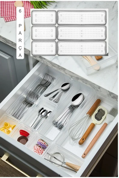 Bade 6 Parça Çekmece İçi Kaşıklık Düzenleyici Organizer - Çatal Bıçak Kutusu