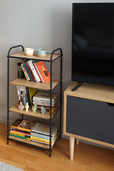 Jumbo 4 Katlı Lüx Metal Ayakkabılık Raf - Dekoratif Stand - Resim 2