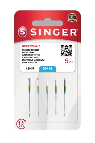 SİNGER  Ev Tipi Dikiş Makinesi Jarse Penye İğnesi 14 Numara 2045-90/14